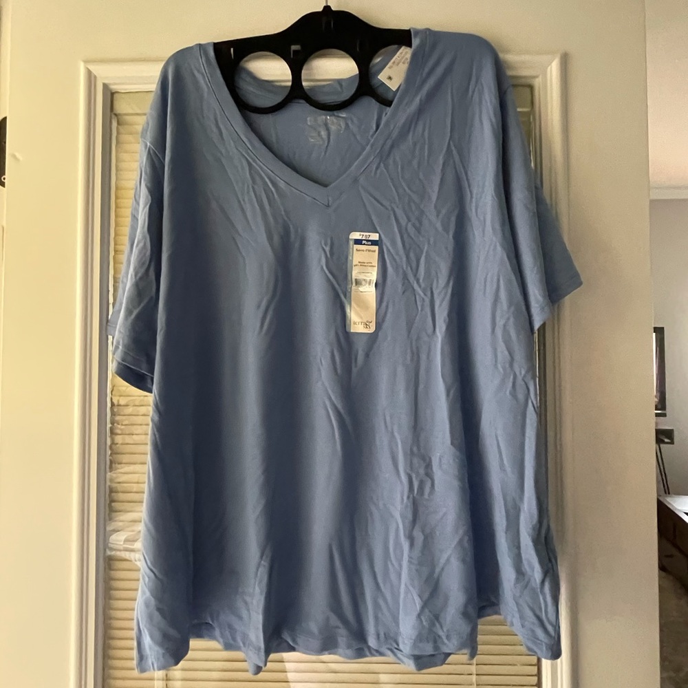 Powder blue Terra & Sky vneck